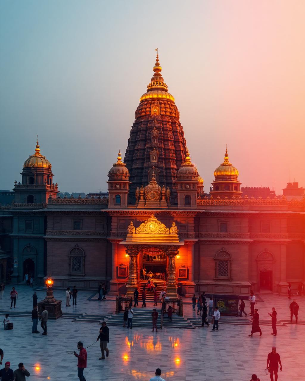 Kashi Vishwanath temple at dusk